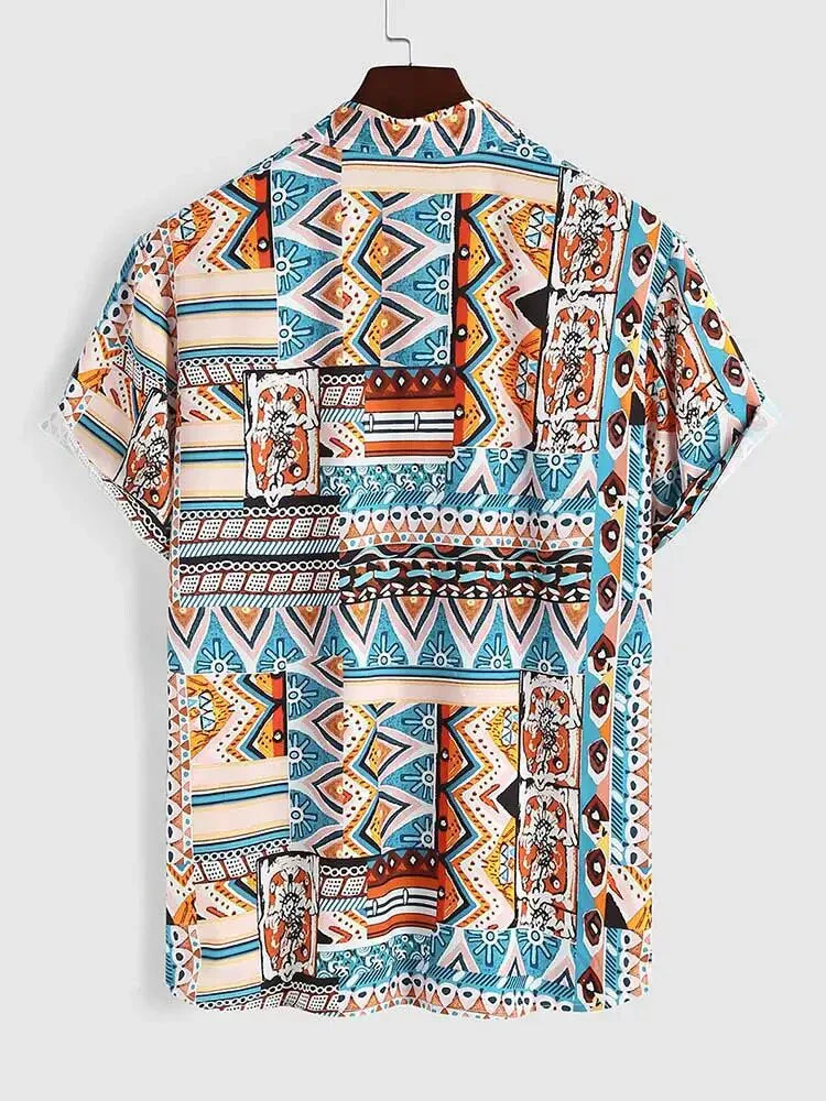 Herren Hemd | Oversized | Kurzarm | Sommer Tribal