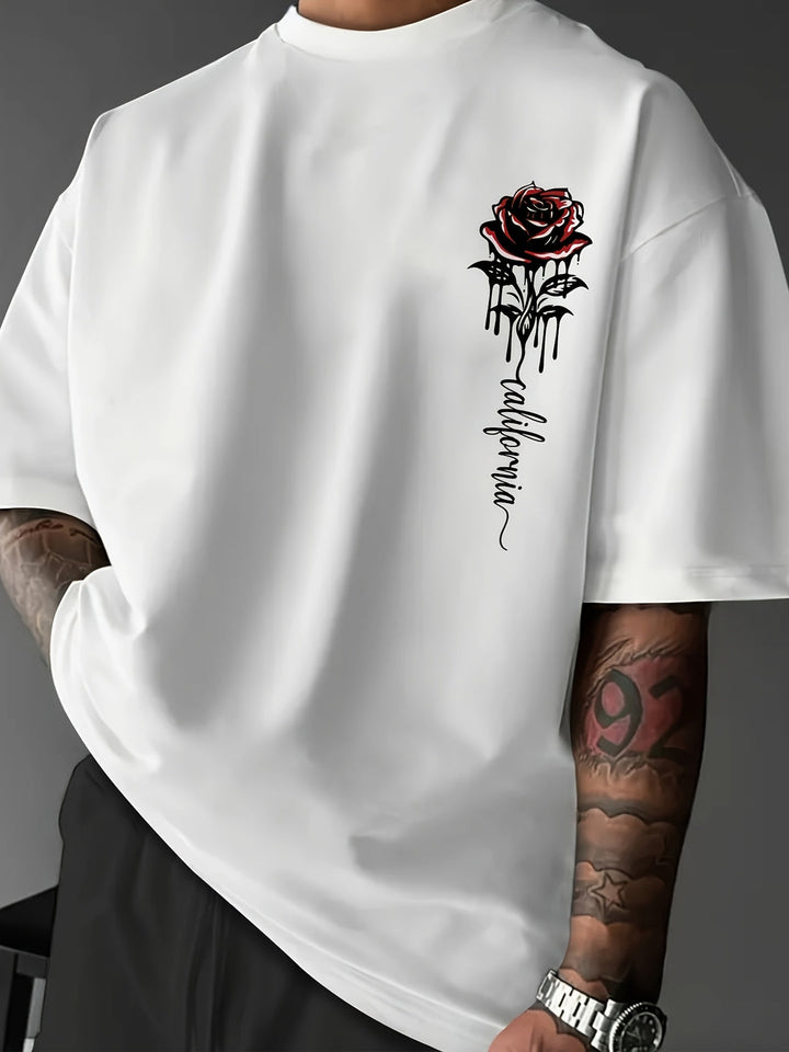 Herren T-Shirt | Oversized | Rosenprint | Sommer
