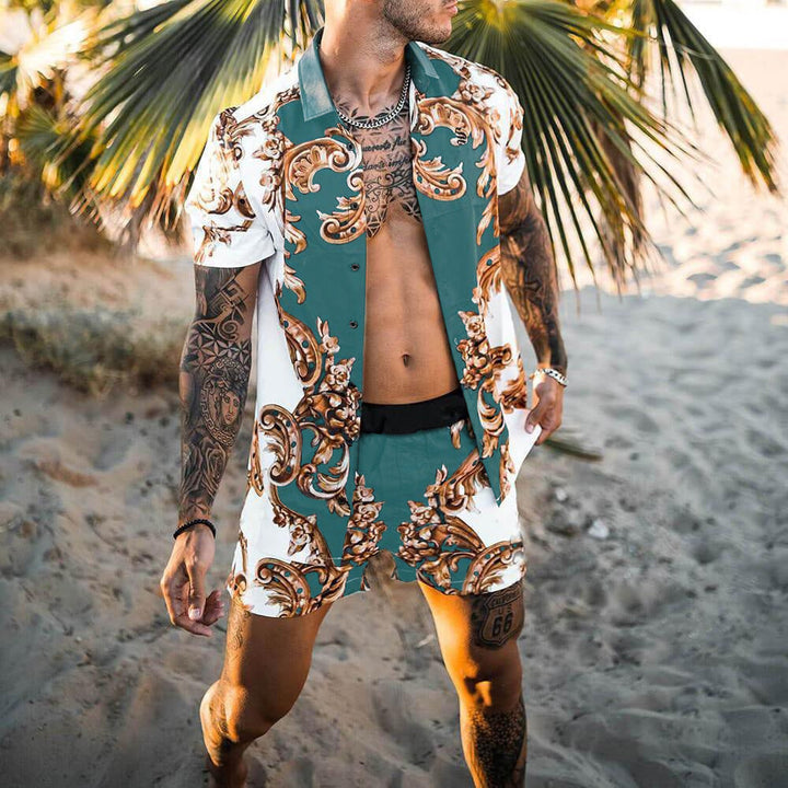 Herren Set | Oversized | Mit Knopfleiste | Sommer Oasis