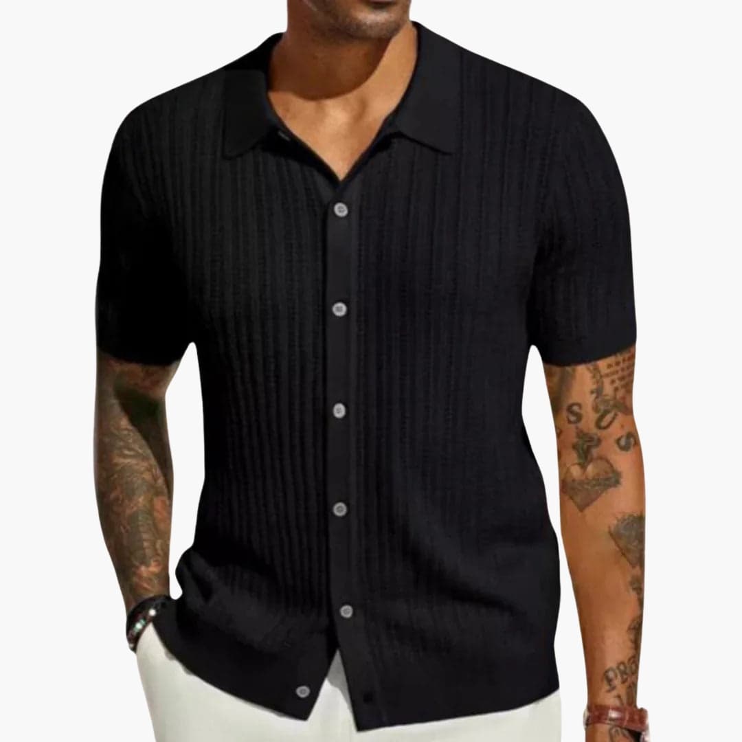 Herren Strickhemd | Kurzarm | Gerippte Struktur | Sommer