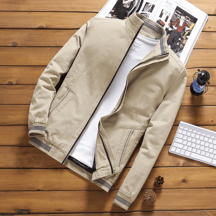 Herren Jacke | Slim Fit Baumwolle | Reißverschluss & Seitentaschen | Kurzes Modell