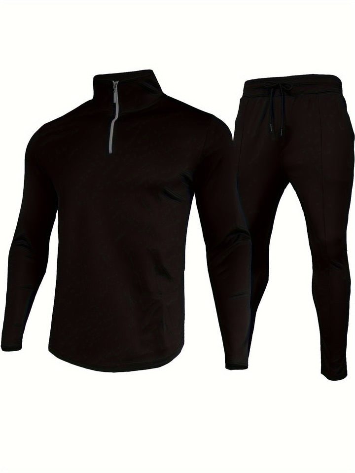 Herren 2-teilig Outfits | Viertel Reißverschluss Pullover & Jogginghose Set | Für Outdoor & Sport