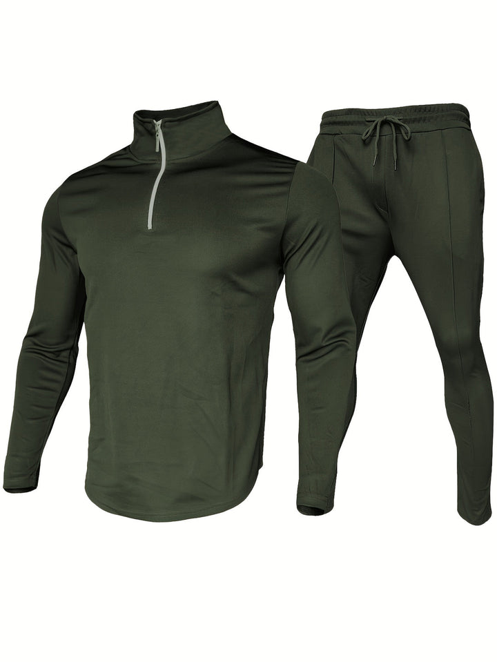 Herren 2-teilig Outfits | Viertel Reißverschluss Pullover & Jogginghose Set | Für Outdoor & Sport