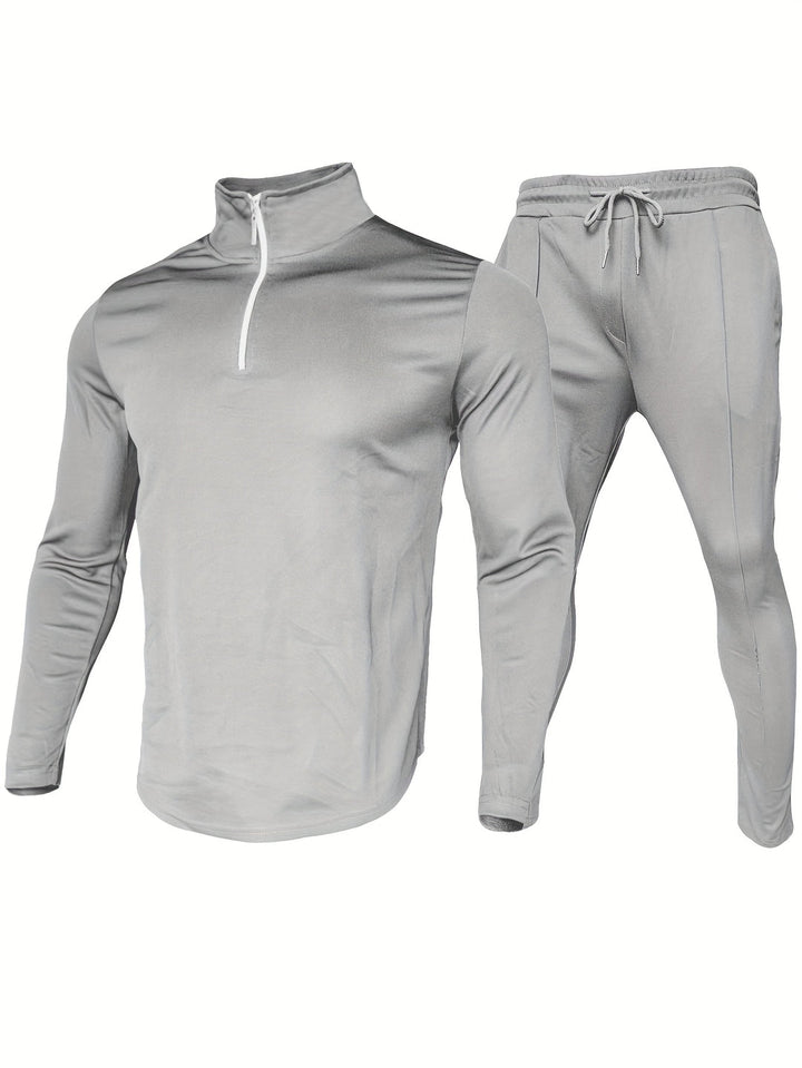 Herren 2-teilig Outfits | Viertel Reißverschluss Pullover & Jogginghose Set | Für Outdoor & Sport