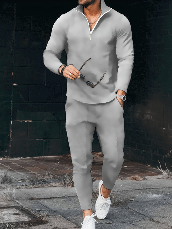Herren 2-teilig Outfits | Viertel Reißverschluss Pullover & Jogginghose Set | Für Outdoor & Sport