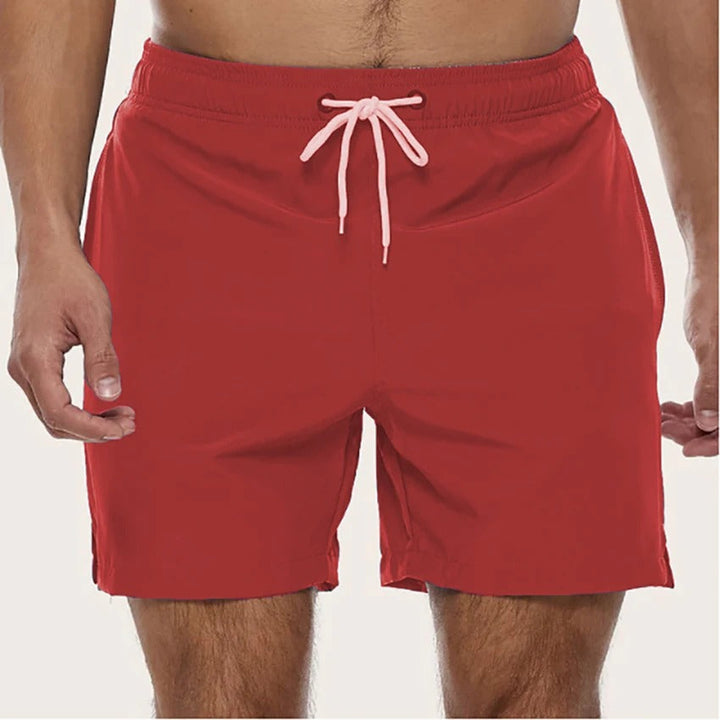 Herren Badeshorts - Lässige Poolshorts in Schwarz - Rot