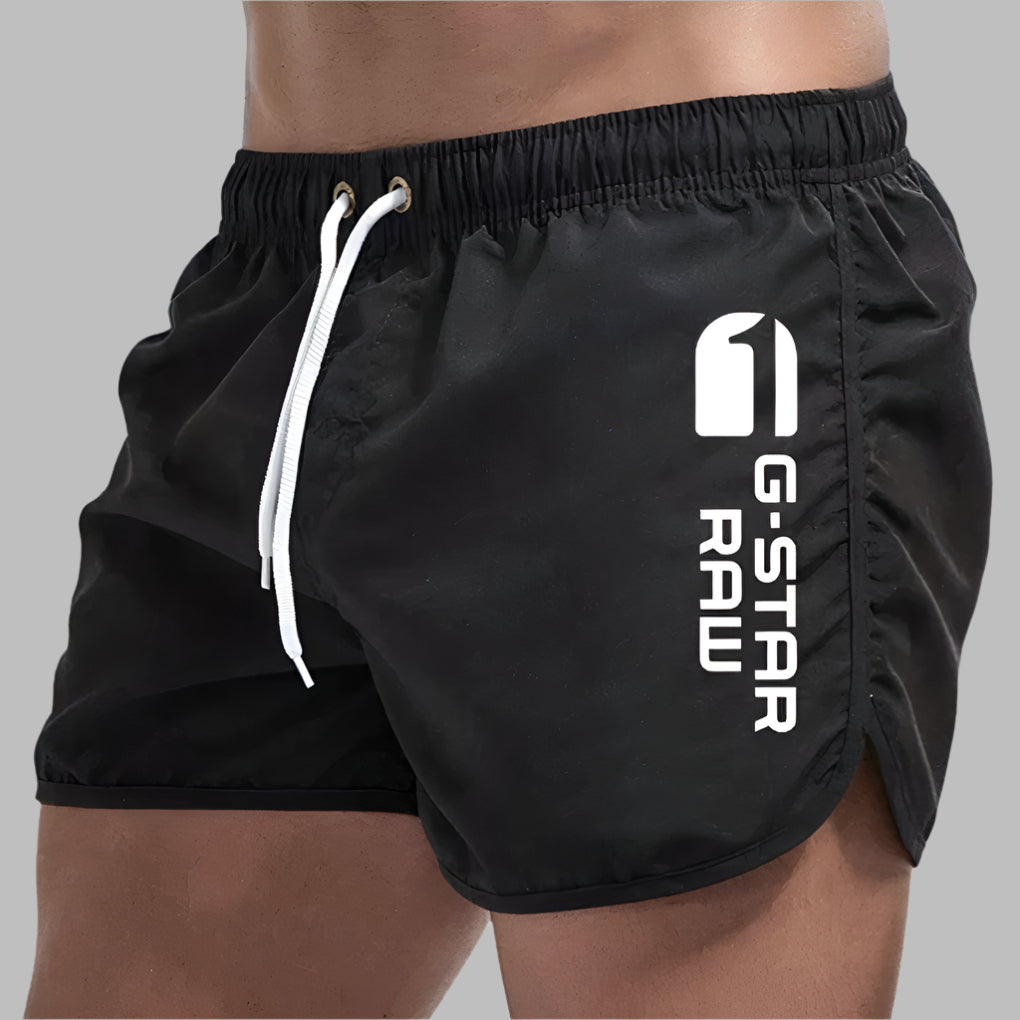 Herren Badeshorts Schnelltrocknend - Klassischer Schnitt - Schwarz