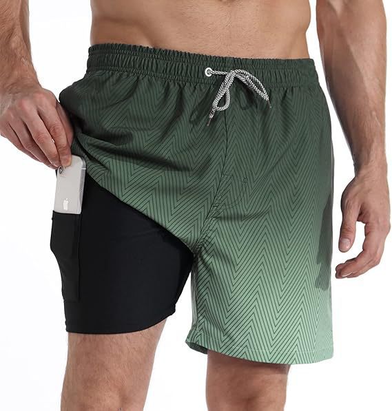 Herren Badeshorts Sommer - Klassisches Design - Grün