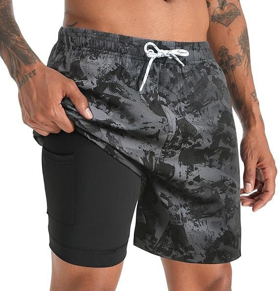 Herren Badeshorts Sommer - Klassisches Design - Grau
