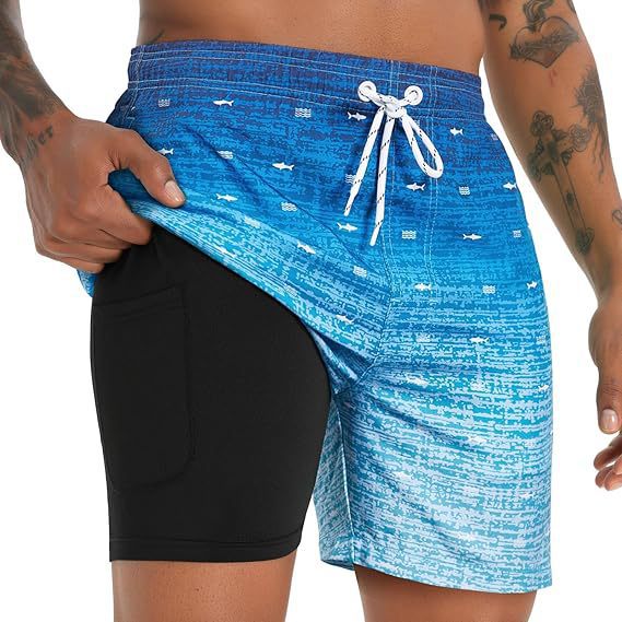 Herren Badeshorts Sommer - Klassisches Design - Hellblau