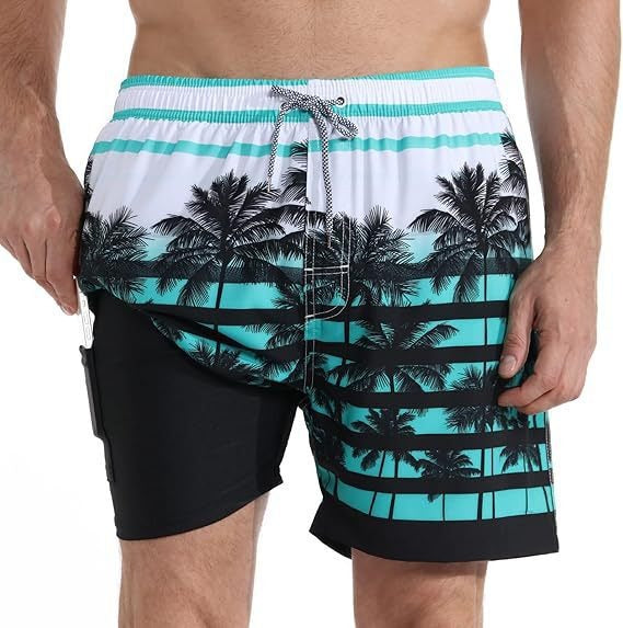 Herren Badeshorts Sommer - Klassisches Design - Hellgrün