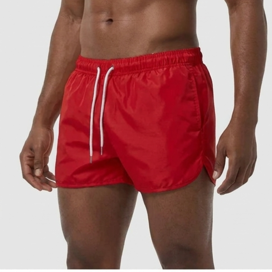 Herren Badeshorts Unifarben - Klassischer Sommerstil - Rot