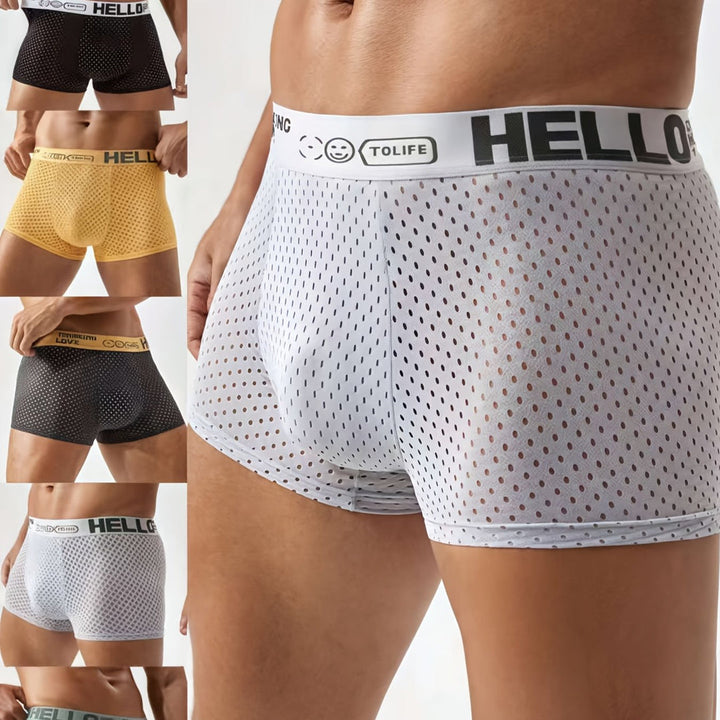 Herren Boxershorts | 10er-Pack Mesh-Design | Sehr Atmungsaktiv & Bequem | Einfarbig
