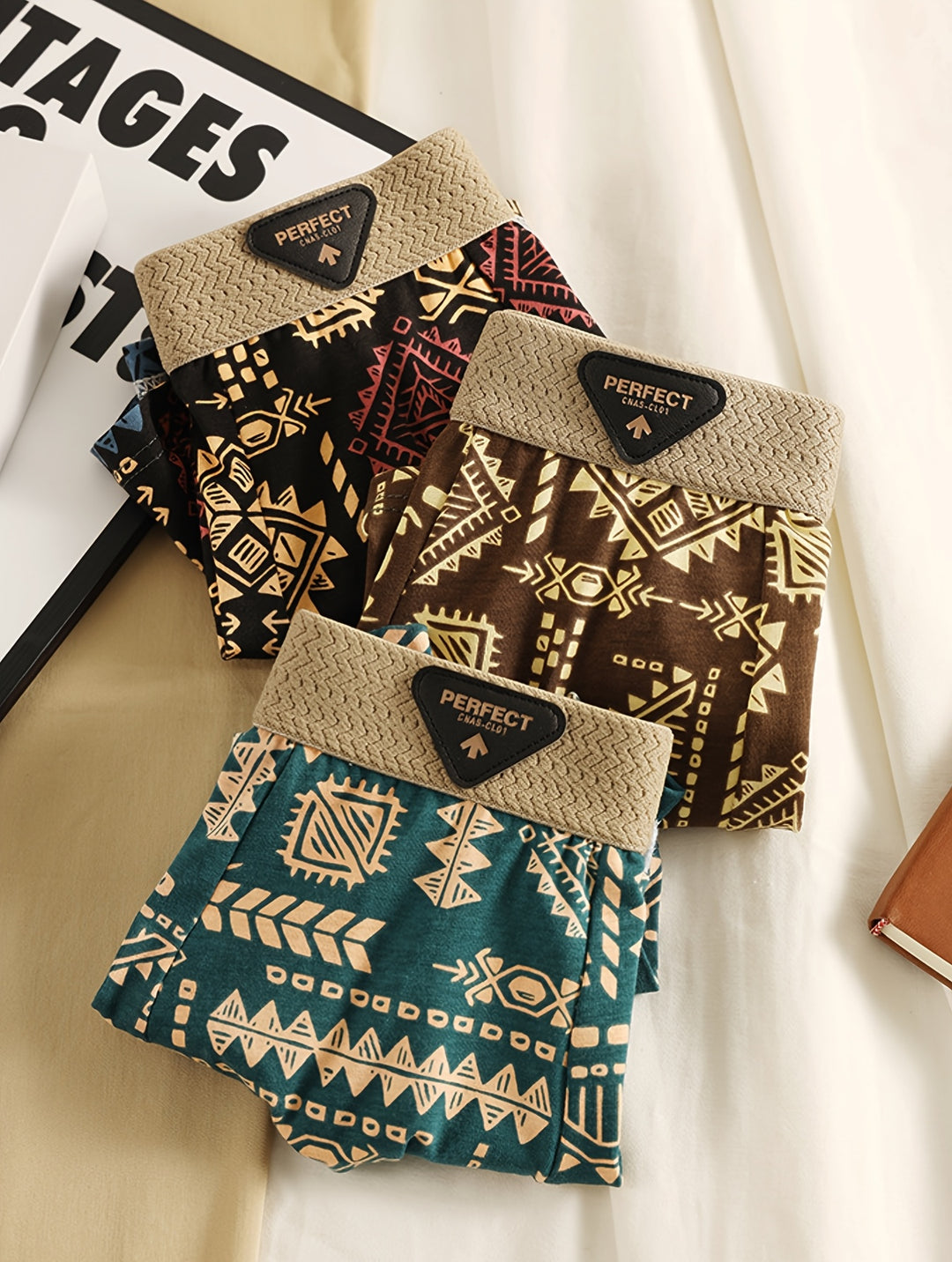 Herren Boxershorts | Set von 3 | Tribal Print | Baumwolle & Stretch | Atmender Komfort