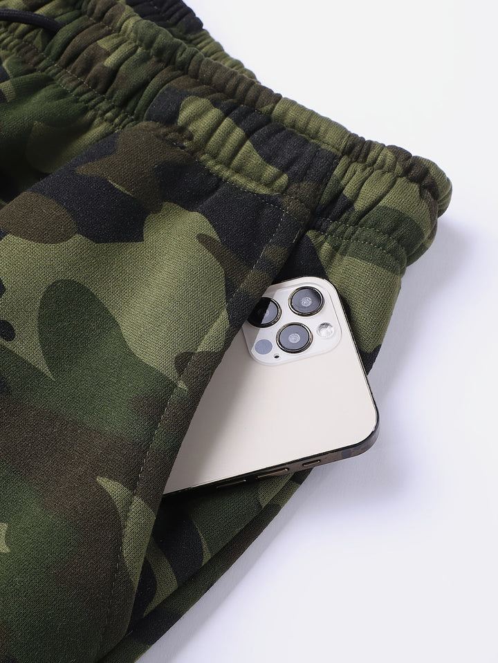 Herren Camouflage Hoodie und Sportanzug | Strick-Polyester | Lange Ärmel | Kordelzug Taille