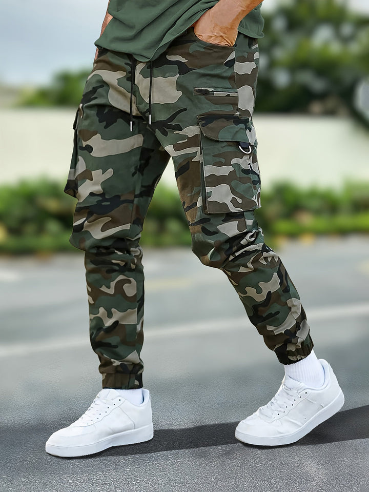 Herren Cargo-Hose | Camouflage-Print | Zugband Taille | Nachhaltiges Polyester