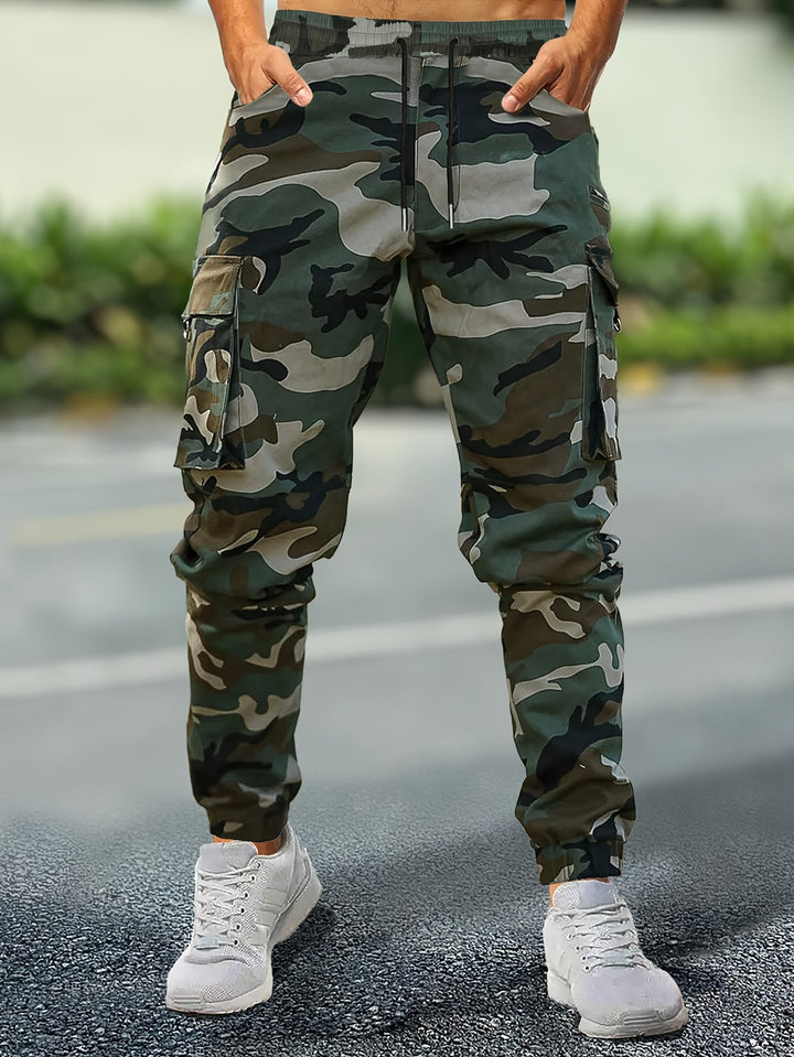 Herren Cargo-Hose | Camouflage-Print | Zugband Taille | Nachhaltiges Polyester