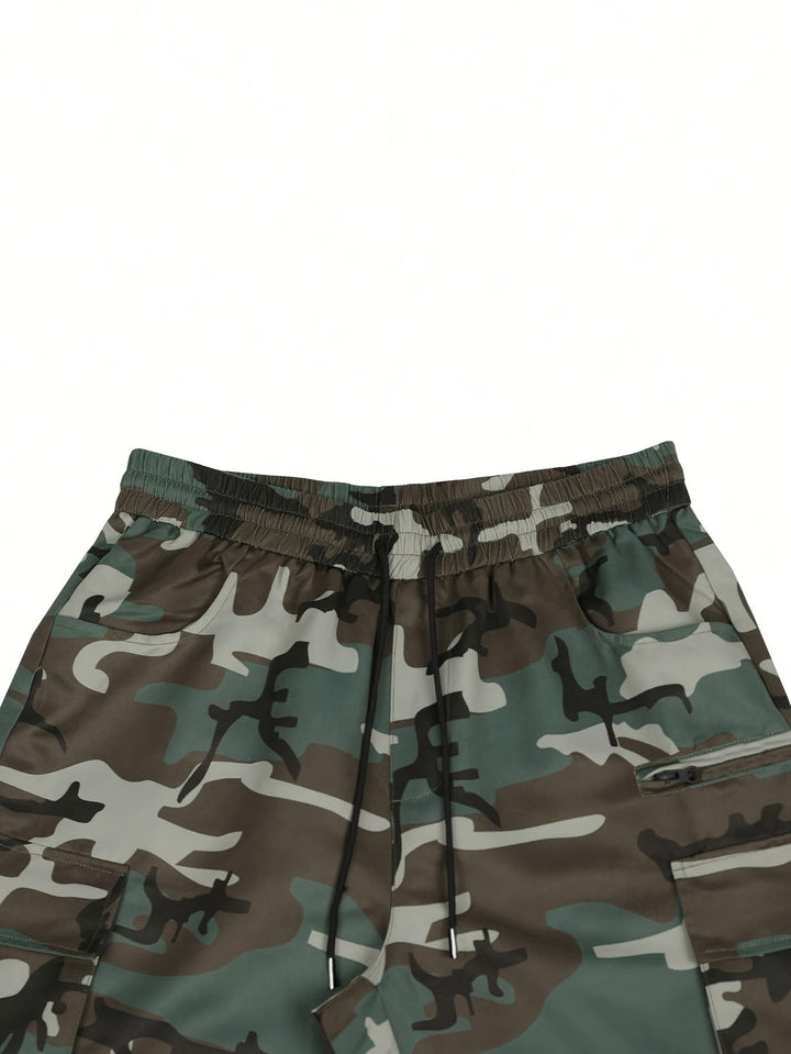 Herren Cargo-Hose | Camouflage-Print | Zugband Taille | Nachhaltiges Polyester