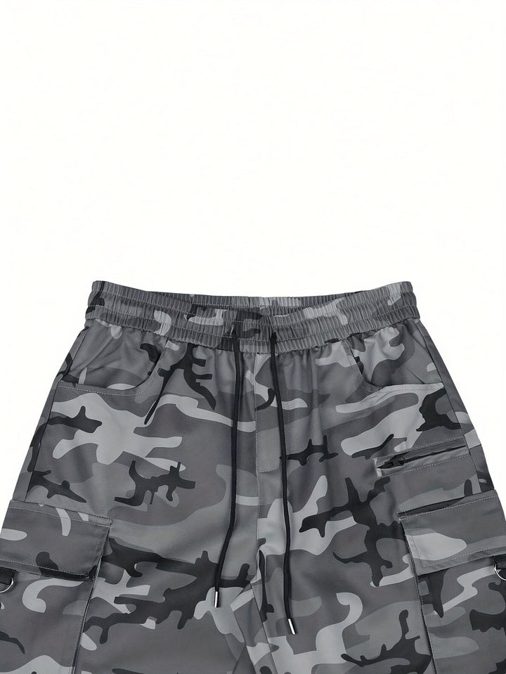 Herren Cargo-Hose | Camouflage-Print | Zugband Taille | Nachhaltiges Polyester