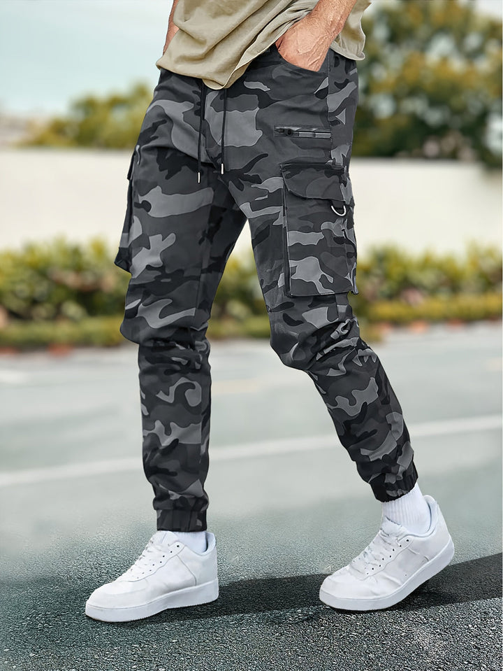 Herren Cargo-Hose | Camouflage-Print | Zugband Taille | Nachhaltiges Polyester