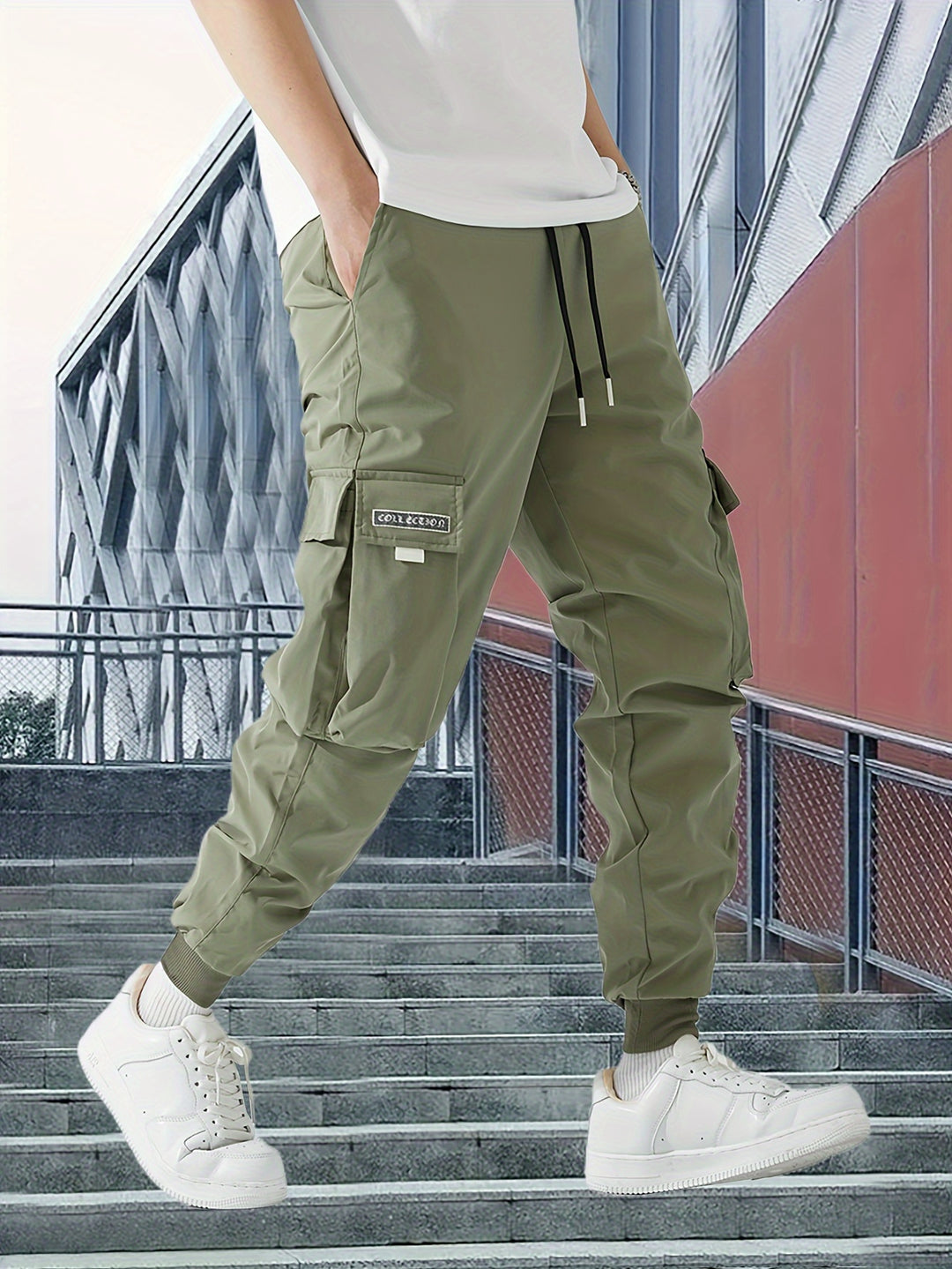 Herren Cargo Hose | Kordelzug Taillenbund & Mehrere Taschen | Frühling & Herbst