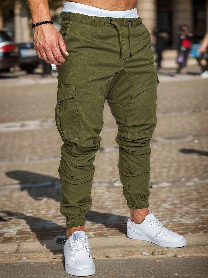 Herren Cargo Hose | Lässig & Bequem | 100% Baumwolle | Einfarbig mit Taschen