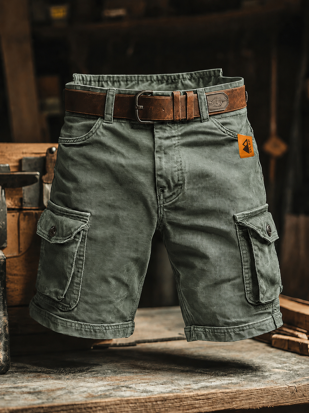 Herren Cargo-Hose mit Vintage-Look - Entspannte Passform - Olivgrün