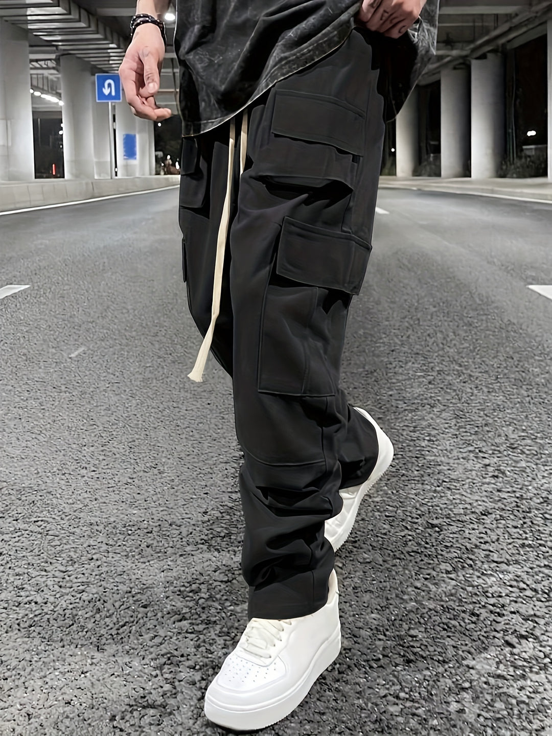 Herren Cargo Hose | Nachhaltiges Polyester | Mehrere Taschen & Kordelzug | Outdoor & Freizeit