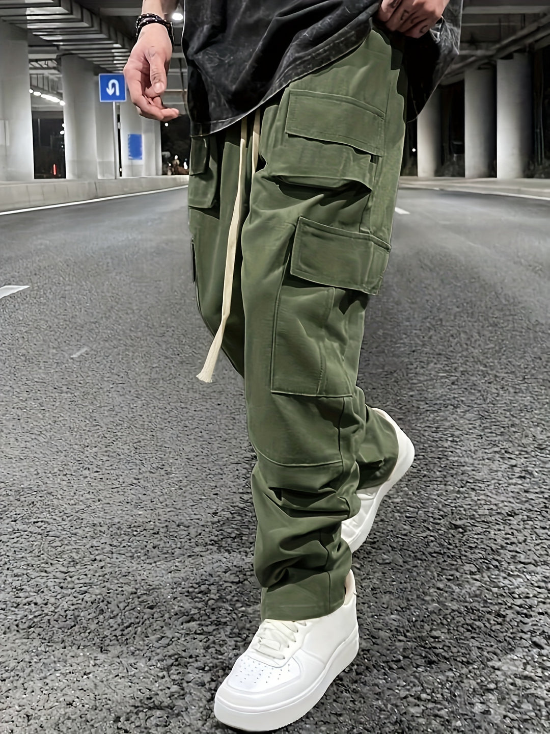 Herren Cargo Hose | Nachhaltiges Polyester | Mehrere Taschen & Kordelzug | Outdoor & Freizeit