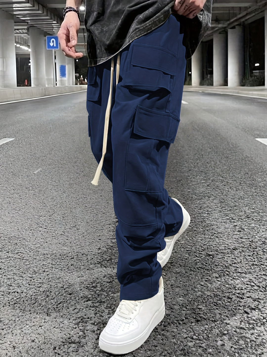 Herren Cargo Hose | Nachhaltiges Polyester | Mehrere Taschen & Kordelzug | Outdoor & Freizeit