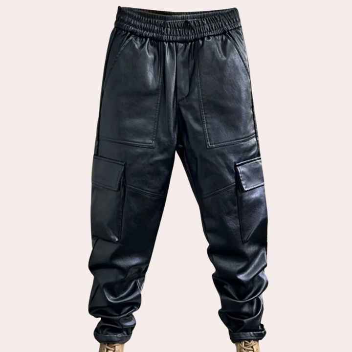 Herren Cargo Hose – Premium Leder – Plüschfutter – Casual und Elegant
