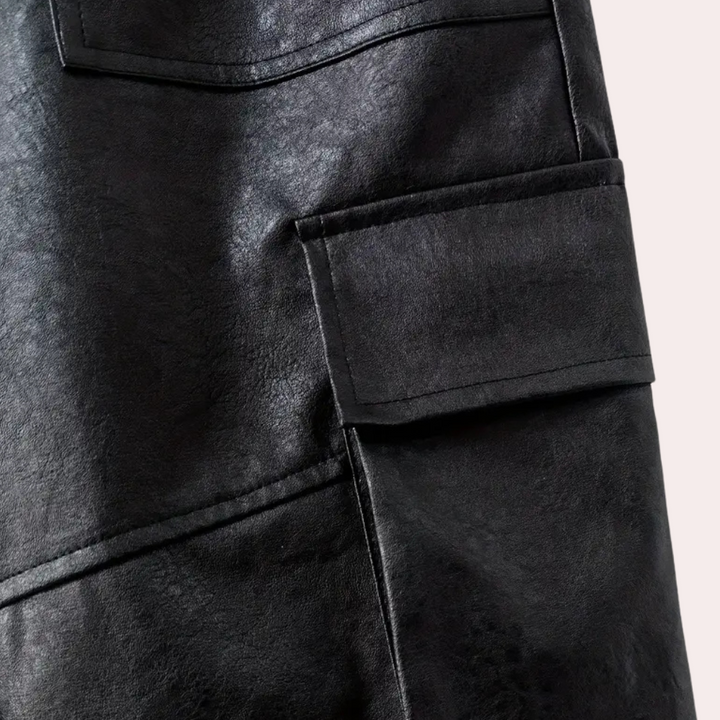 Herren Cargo Hose – Premium Leder – Plüschfutter – Casual und Elegant