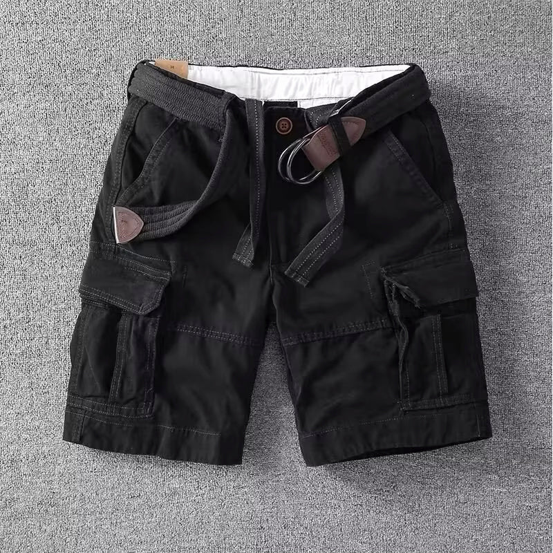 Herren Cargo-Shorts mit praktischen Taschen - Klassisches Design - Schwarz