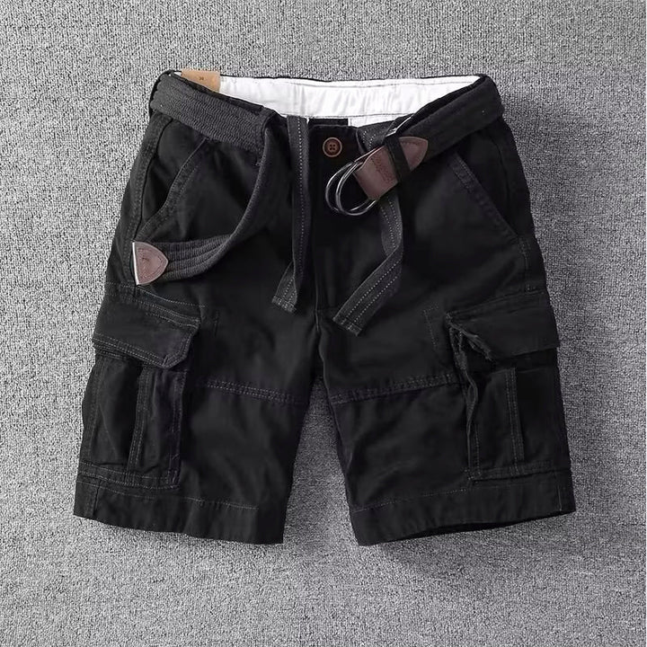 Herren Cargo-Shorts mit praktischen Taschen - Klassisches Design - Schwarz