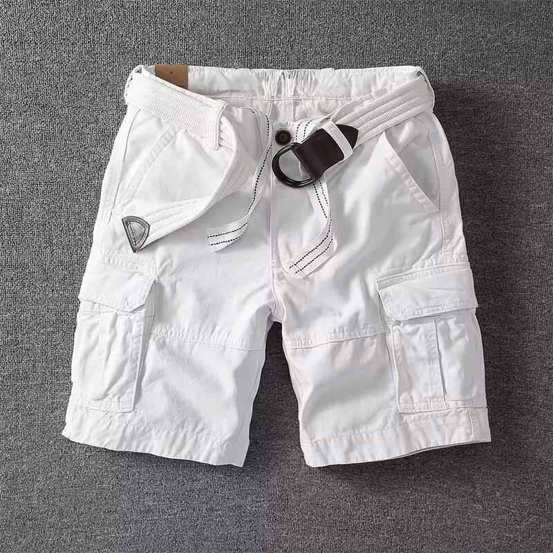 Herren Cargo-Shorts mit praktischen Taschen - Klassisches Design - Weiß