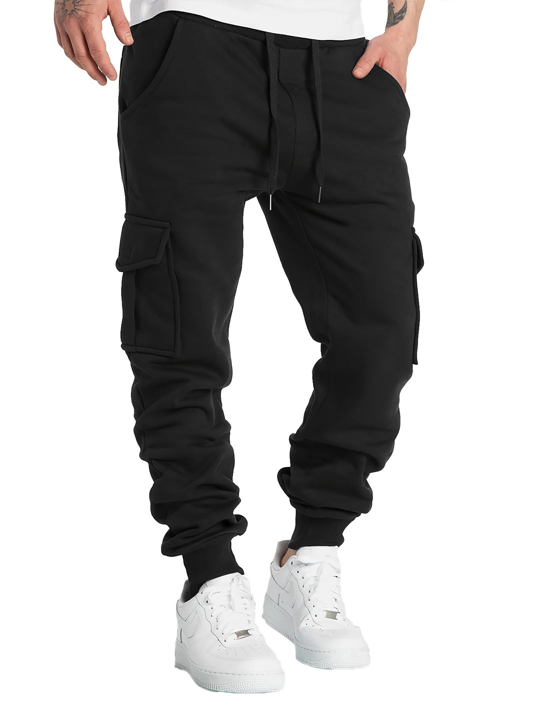 Herren Cargohose | Klassisches Design | Klappentaschen & Kordelzug | Joggerstil Outdoor