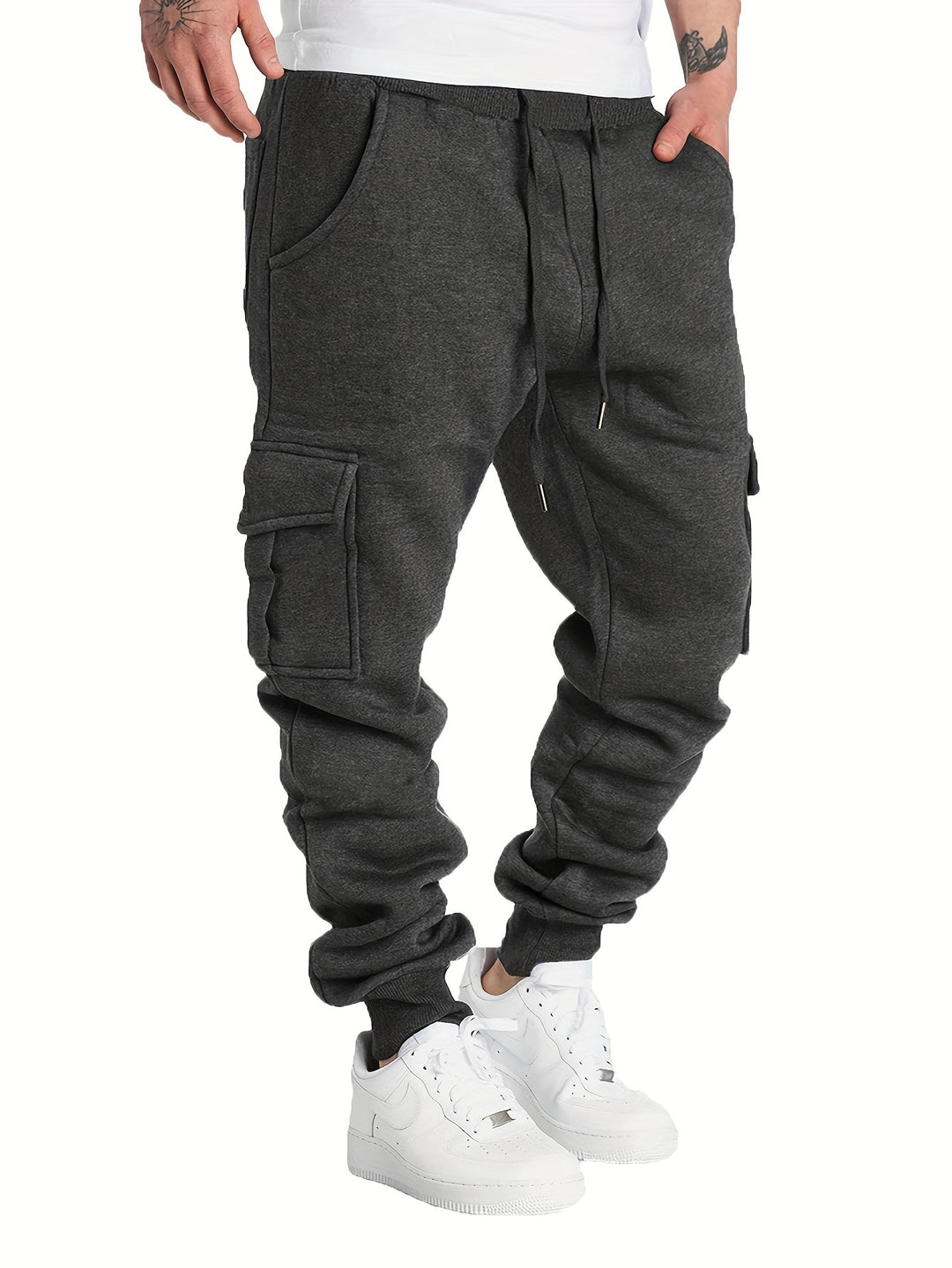 Herren Cargohose | Klassisches Design | Klappentaschen & Kordelzug | Joggerstil Outdoor