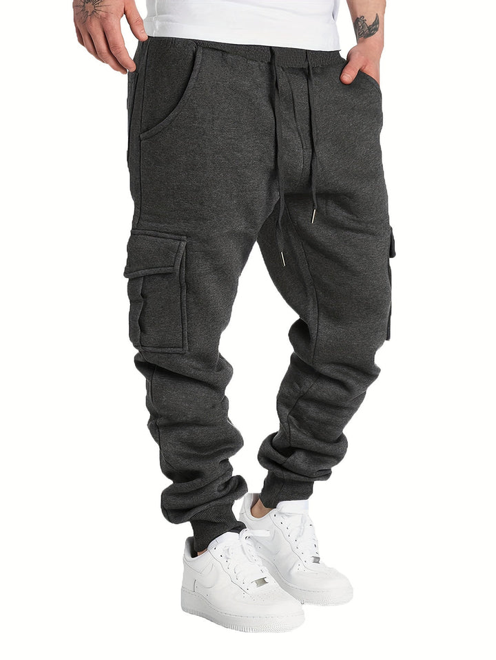 Herren Cargohose | Klassisches Design | Klappentaschen & Kordelzug | Joggerstil Outdoor