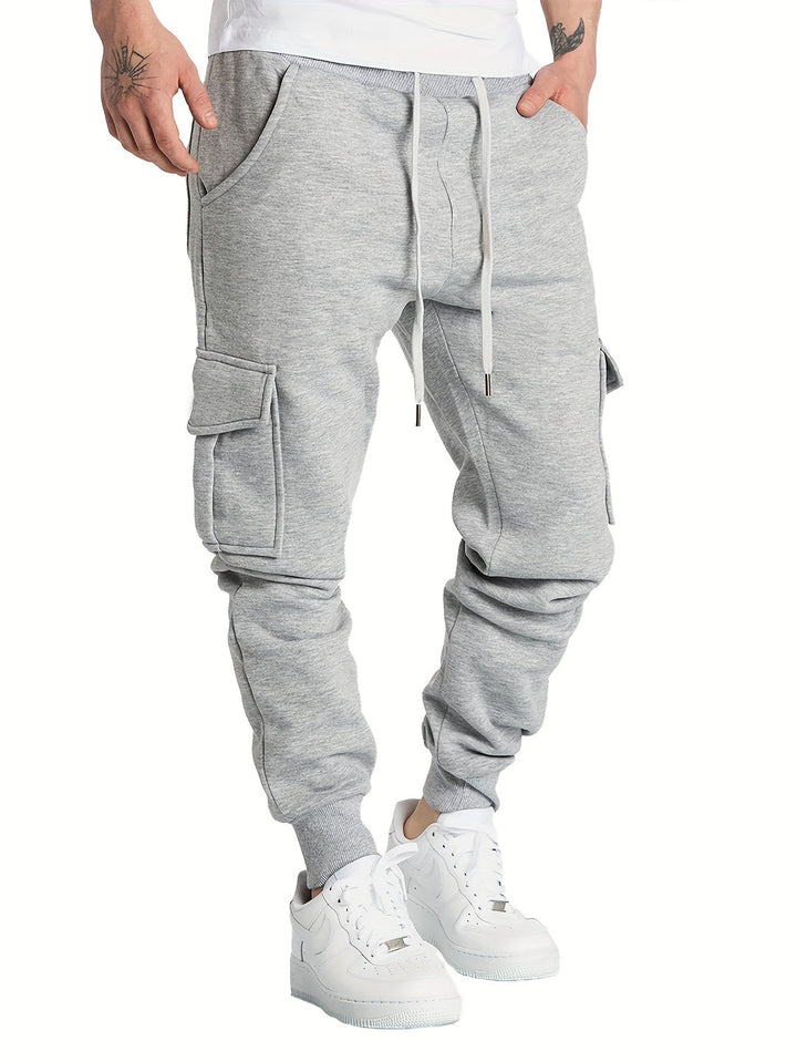 Herren Cargohose | Klassisches Design | Klappentaschen & Kordelzug | Joggerstil Outdoor