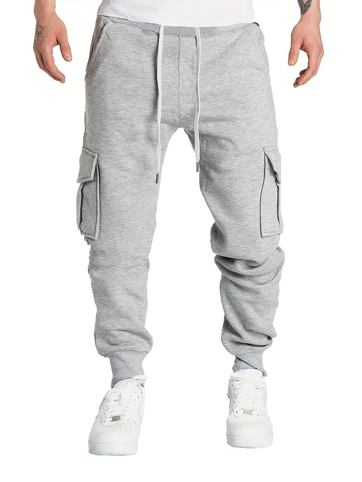 Herren Cargohose | Klassisches Design | Klappentaschen & Kordelzug | Joggerstil Outdoor