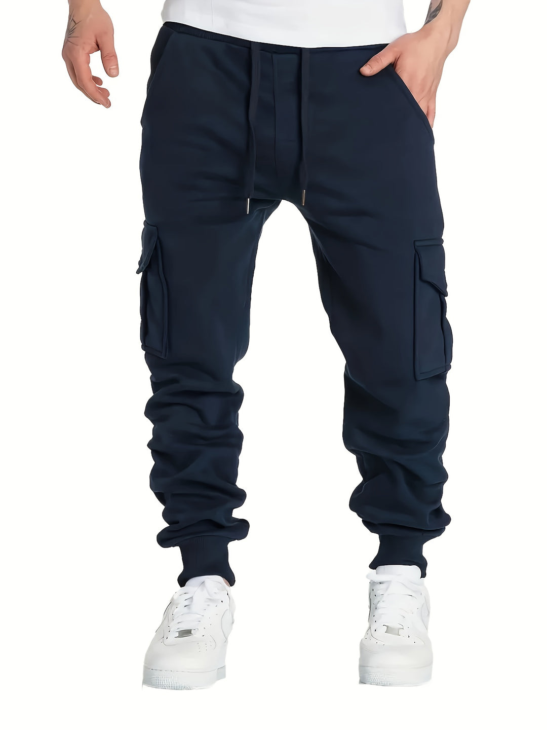 Herren Cargohose | Klassisches Design | Klappentaschen & Kordelzug | Joggerstil Outdoor