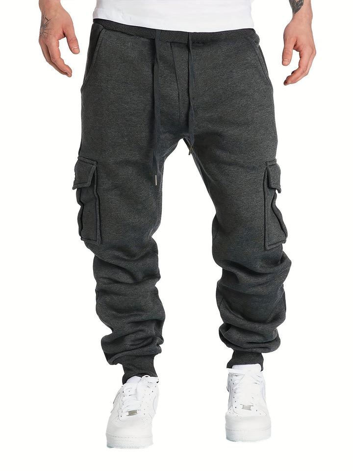 Herren Cargohose | Klassisches Design | Klappentaschen & Kordelzug | Joggerstil Outdoor
