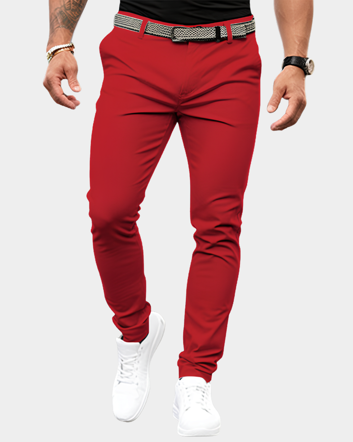 Herren Chino-Hose Smart-Casual - Klassischer Schnitt - Rot