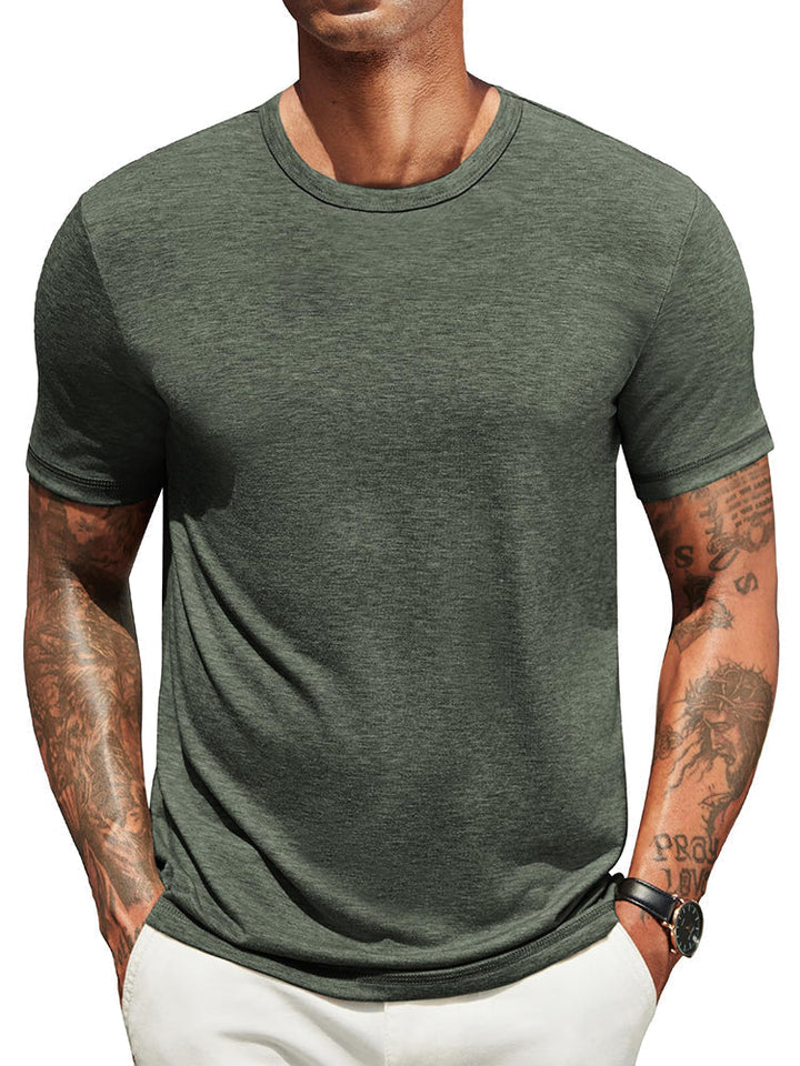 Herren Classic T-Shirt Rundhals - Zeitlos &amp; Atmungsaktiv - Armeegrün