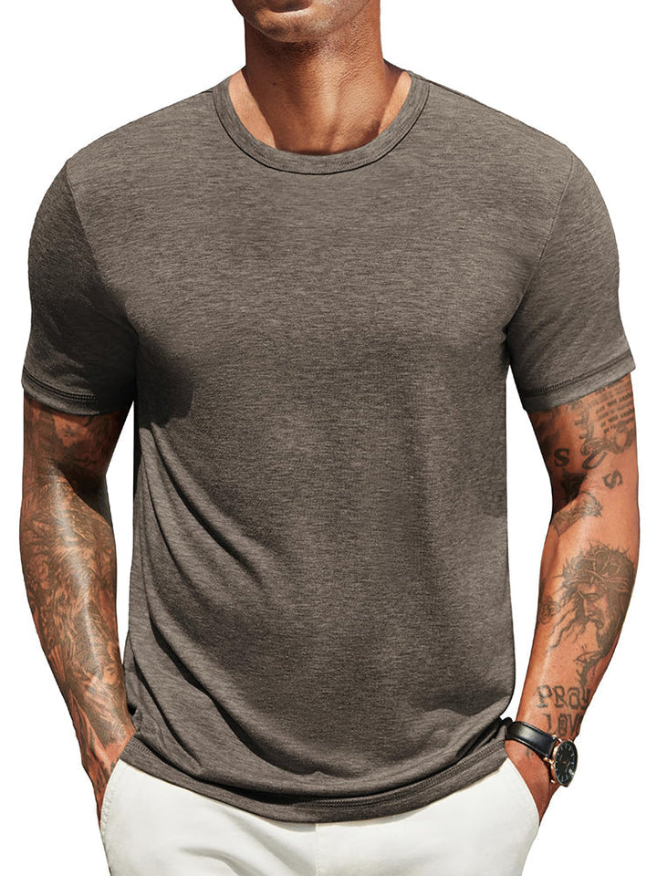 Herren Classic T-Shirt Rundhals - Zeitlos &amp; Atmungsaktiv - Braun