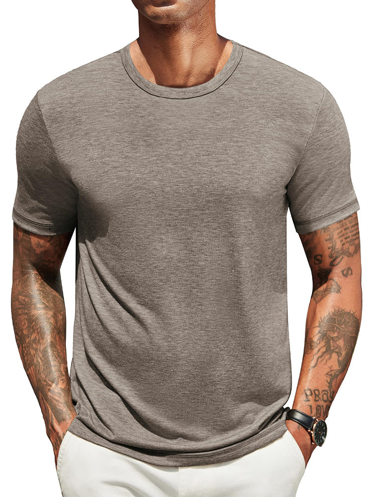 Herren Classic T-Shirt Rundhals - Zeitlos &amp; Atmungsaktiv - Dunkles Khaki