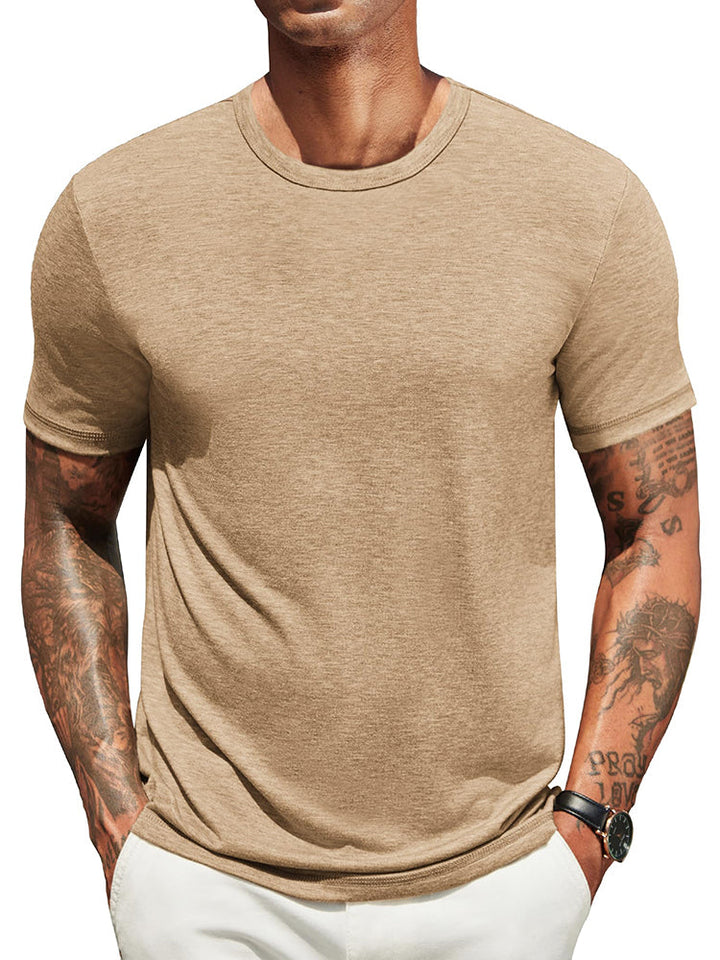 Herren Classic T-Shirt Rundhals - Zeitlos &amp; Atmungsaktiv - Hellbeige