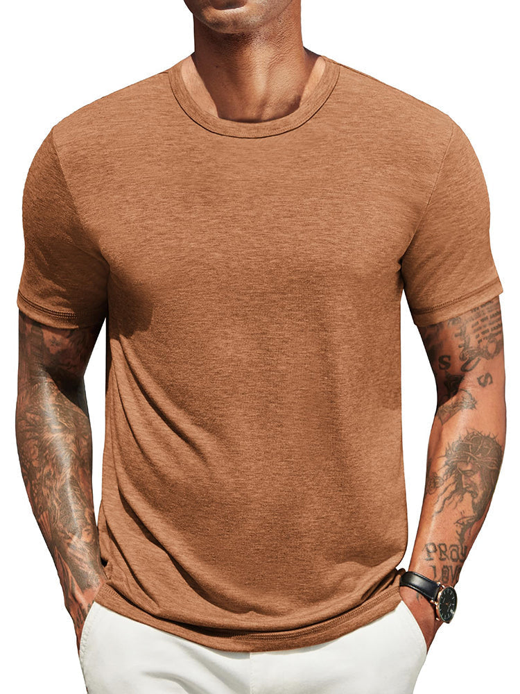 Herren Classic T-Shirt Rundhals - Zeitlos &amp; Atmungsaktiv - Karamell