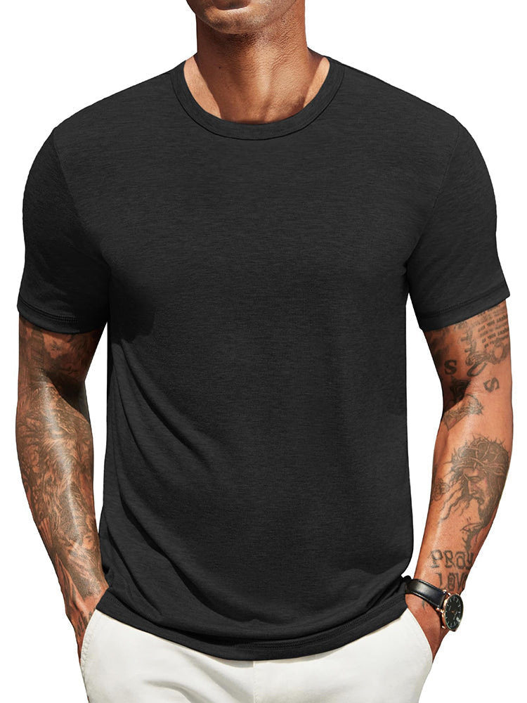 Herren Classic T-Shirt Rundhals - Zeitlos &amp; Atmungsaktiv - Schwarz