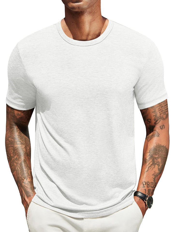 Herren Classic T-Shirt Rundhals - Zeitlos &amp; Atmungsaktiv - Weiß